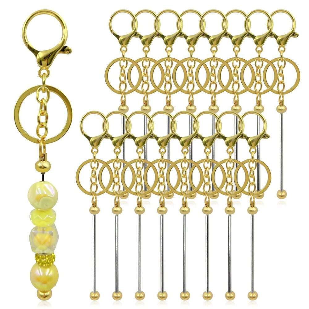 3726 28 Pcs Beadable Keychain Bars - Keychain Making Kit Bulk - Metal